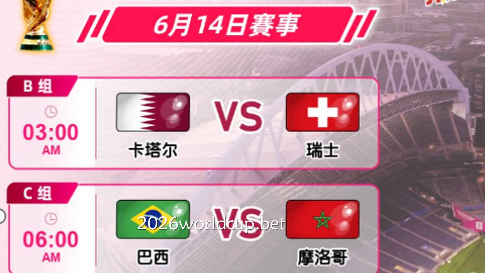 龙虎争霸：2026世界杯6月14日赛程前瞻